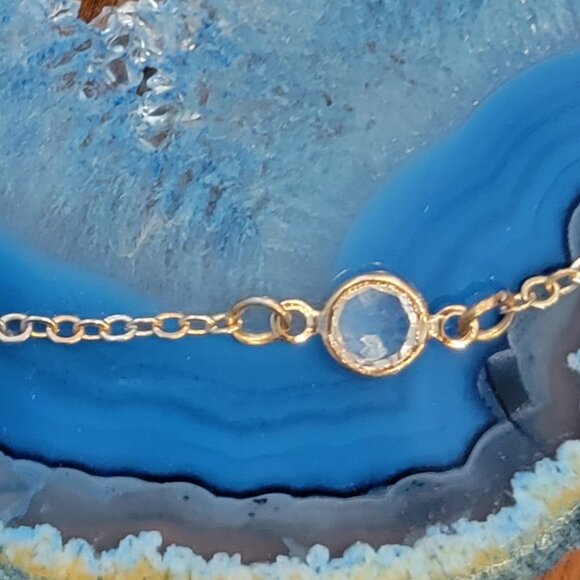 Bezel Set CZ in Gold Chain Bracelet - Picture 3 of 6